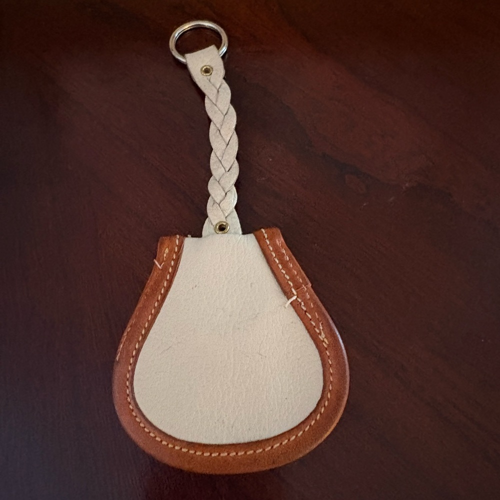 Dooney & Bourke Ivory and Brown Leather Key Fob - Picture 2 of 4